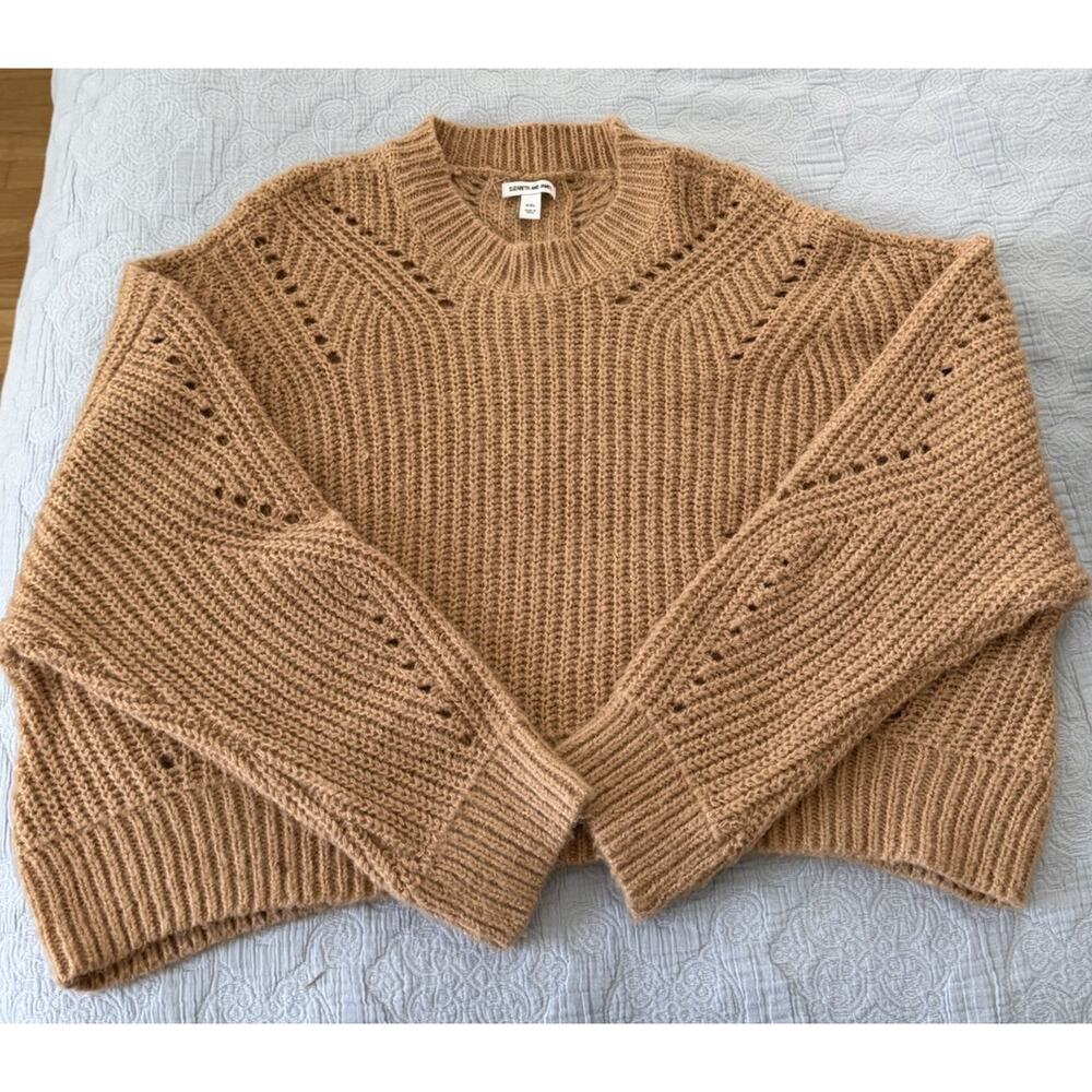 Elizabeth and‎ James Sweater Womens XXL 2X Large Tan Tara Knit Open Stitch